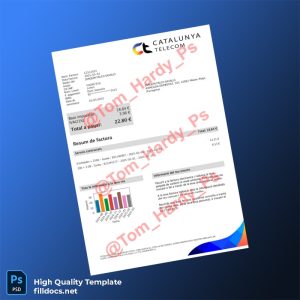 Spain Catalunya Telecom Editable Utility Bill Template in Word and PDF formats