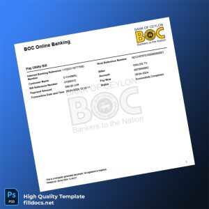 Sri Lanka Bank Of Ceylon Editable Utility Bill Template in Word and PDF formats