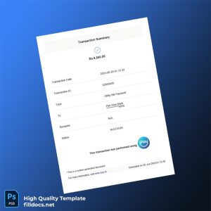 Sri Lanka Pan Asia Bank Editable Utility Bill Template in Word and PDF formats