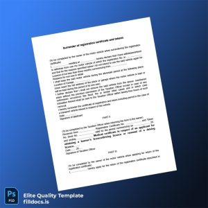 Fillable Surrender of Registration Certificate Template - Word/PDF Template Preview