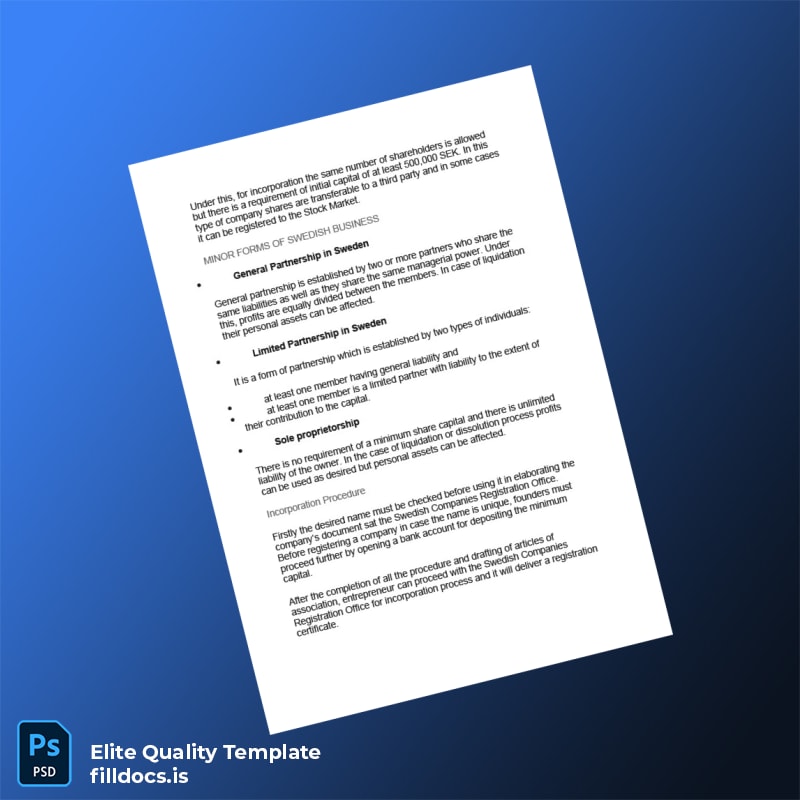 Fillable Sweden Companies Registration Certificate Template in Word and PDF formats page 2 Page Preview - FillDocs