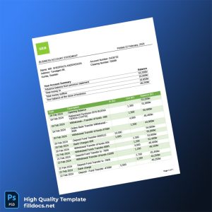 Sweden SEB Bank Statement Template in Word and PDF formats