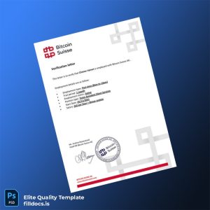 Fillable Switzerland Bitcoin Suisse AG Employment Verification Letter Template - Word/PDF Template Preview - FillDocs