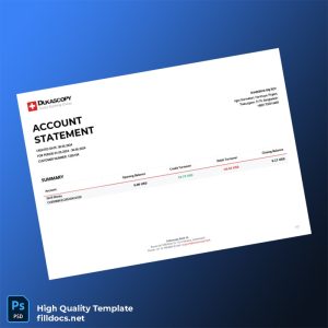Switzerland Dukascopy Bank Statement Template in Word and PDF formats