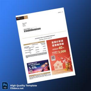 Taiwan DBS Bank Statement Template in Word and PDF formats