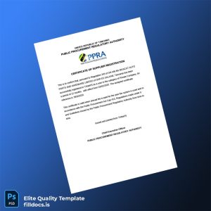 Fillable Tanzania Public Procurement Regulatory Authority Supplier Registration Certificate Template - Word/PDF Template Preview - FillDocs
