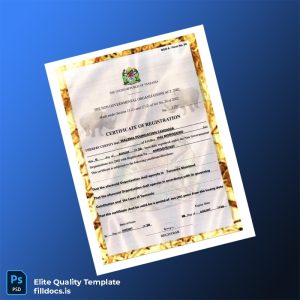 Fillable Tanzania Registrar Certificate of Registration Template - Word/PDF Template Preview - FillDocs