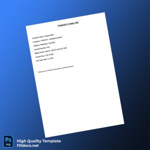 Tanzania TANESCO Editable Utility Bill Template in Word and PDF formats