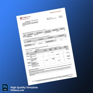 Thailand CIMB Bank Statement Template in Word and PDF formats