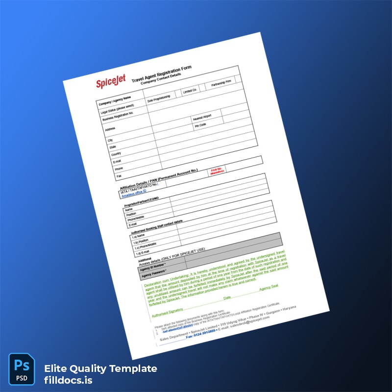 Fillable Travel Agent Registration Certificate Template - Word/PDF Template Preview - FillDocs