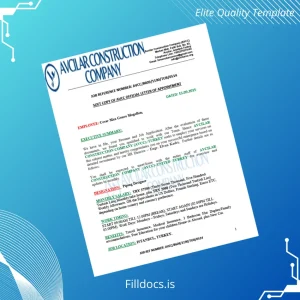 Fillable Turkey Avcilar Construction Company Employment Verification Letter Template - Word/PDF Template Preview - FillDocs