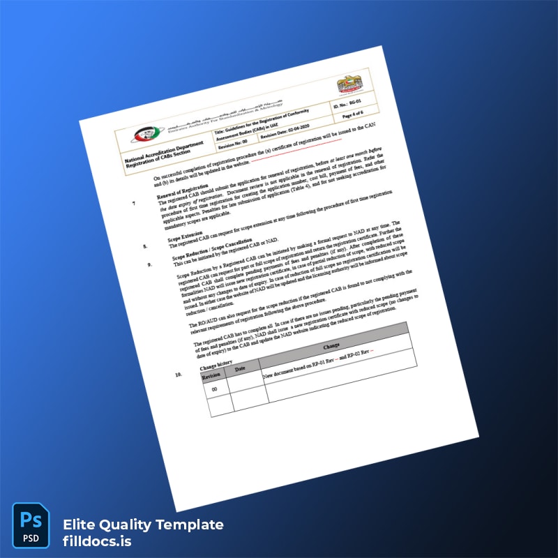 Fillable UAE National Accreditation Department Registration Certificate Template in Word and PDF formats page 4 Page Preview - FillDocs