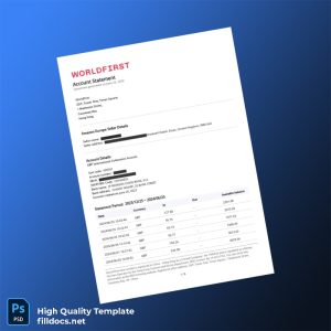 UK Bank Account Statement Template in Word and PDF formats
