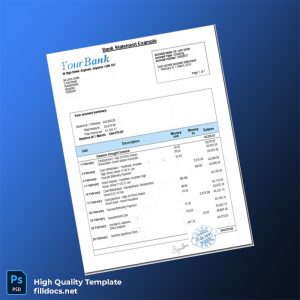 UK Bank Statement Template in Word and PDF formats