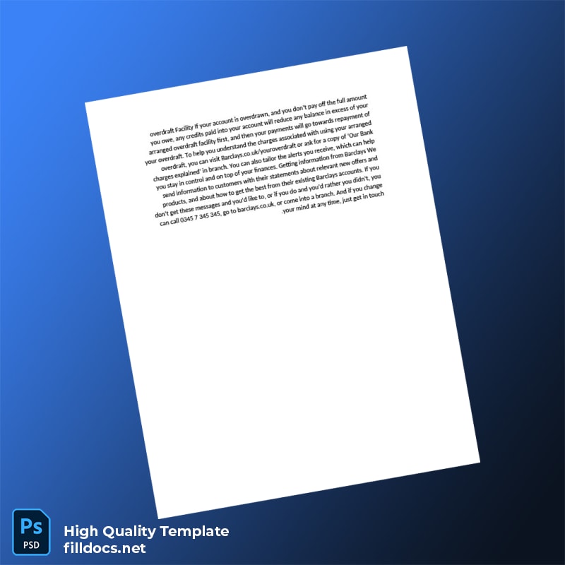 UK Barclays Bank Account Statement Template in Word and PDF formats page 4