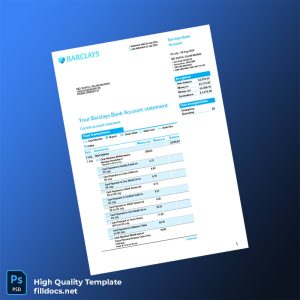 UK Barclays Bank Statement Template in Word and PDF formats