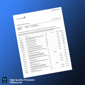 UK Lloyds Bank Business Account Statement Template in Word and PDF formats