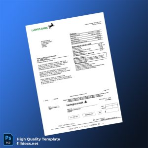 UK Lloyds Bank Statement Template in Word and PDF formats