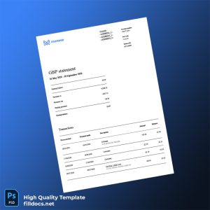 UK Monese Bank Statement Template in Word and PDF formats