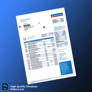 UK Nationwide Bank Statement Template in Word and PDF formats