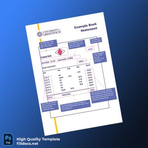 UK United Kingdom Example Bank Statement Template in Word and PDF formats