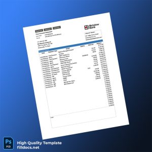 US Bit Manufacturing Ltd Bank Statement Template in Word and PDF formats
