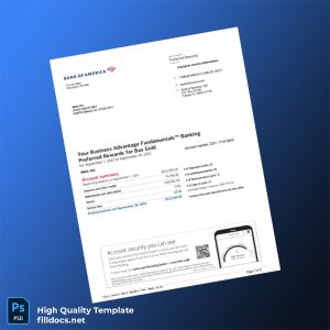 USA Bank of America Statement Template in Word and PDF formats