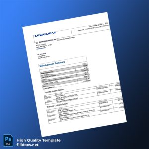 USA Bluebird Bank Statement Template in Word and PDF formats