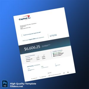 USA Capital One Account Statement Template in Word and PDF formats