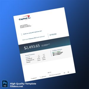 USA Capital One Bank Statement Template in Word and PDF formats
