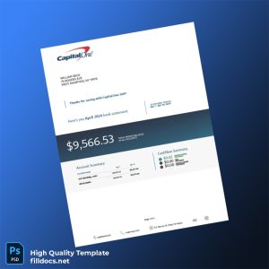 USA Capital One Bank eStatement Template in Word and PDF formats