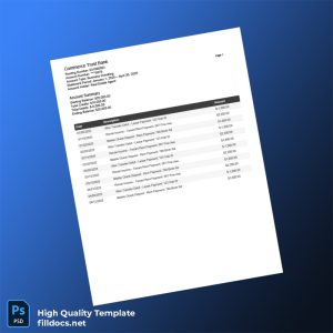 USA Commerce Trust Bank Statement Template in Word and PDF formats