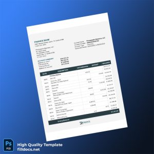 USA Finance Bank Statement Template in Word and PDF formats