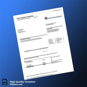 USA First Citizens Bank Statement Template in Word and PDF formats