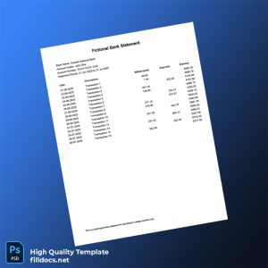 USA Sample National Bank Bank Statement Template in Word and PDF formats