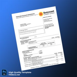 USA Suncoast Bank Statement Template in Word and PDF formats