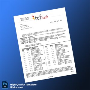 USA TCF Bank Statement Template in Word and PDF formats