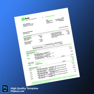 USA TD Bank Statement Template in Word and PDF formats