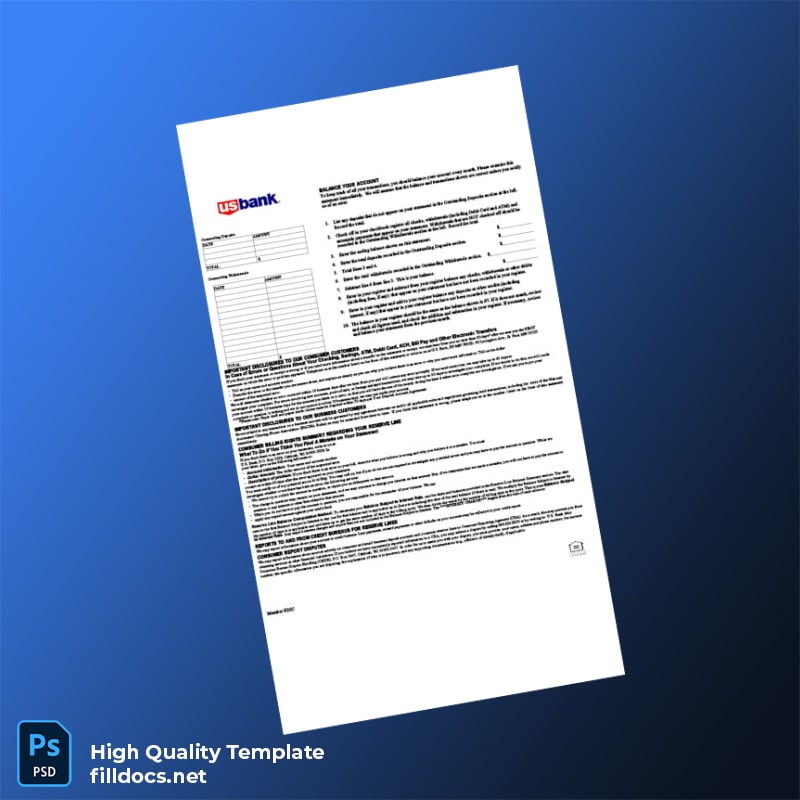 USA US Bank Business Statement Template in Word and PDF formats page 2