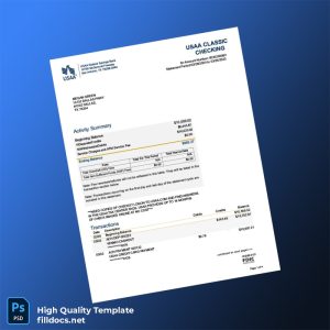 USA USAA Federal Savings Bank Account Statement Template in Word and PDF formats