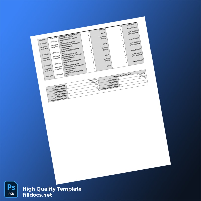 Uganda 32111 Savings General Personal Ordinary UGX Bank Statement Template in Word and PDF formats page 3