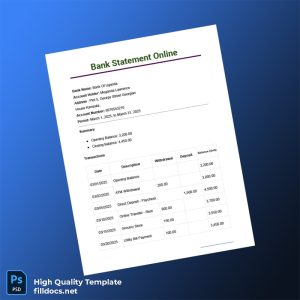Uganda Bank Of Uganda Bank Statement Template in Word and PDF formats