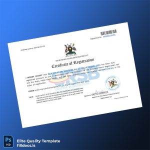 Fillable Uganda Business Name Registration Certificate Template - Word/PDF Template Preview