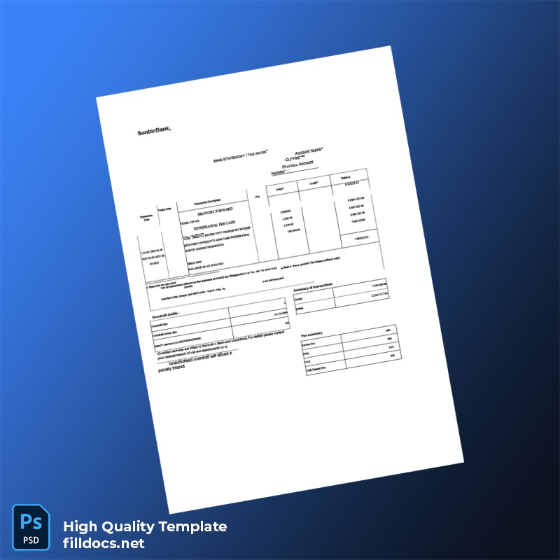 Uganda Stanbic Bank Statement Template in Word and PDF formats page 3