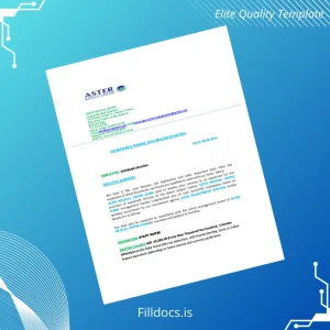 Fillable United Arab Emirates Aster Medical Centre Employment Verification Letter Template - Word/PDF Template Preview - FillDocs