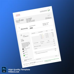 United Arab Emirates DEWA Editable Utility Bill Template in Word and PDF formats