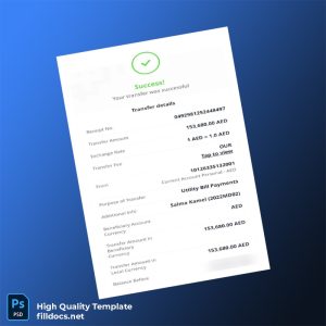 United Arab Emirates Gulf M-1 Editable Transfer Receipt Template in Word and PDF formats