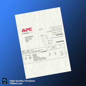 United Kingdom APC By Schneider Electric Editable Electricity Bill Template in Word and PDF formats
