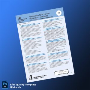 Fillable United Kingdom DVLA Registration Certificate Template - Word/PDF Template Preview