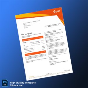 United Kingdom EDF Energy Editable Utility Bill Template in Word and PDF formats